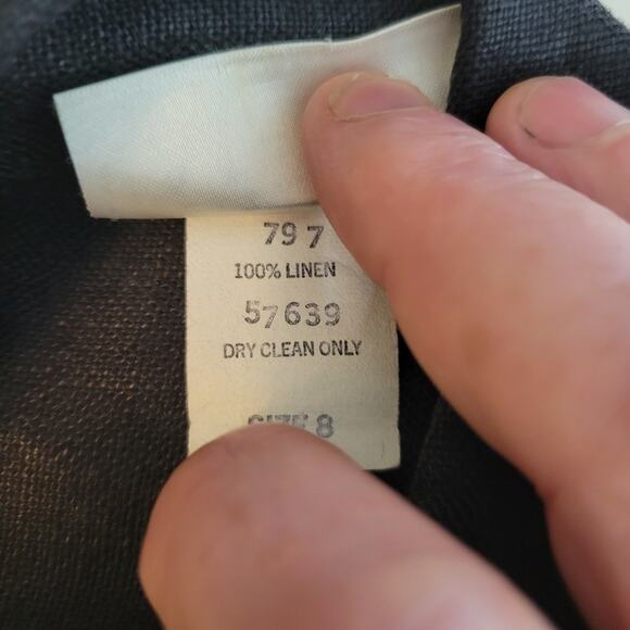 Vtg Cristina Maxx 100% Linen Black Gold LS Button Up Cropped Jacket Women's 8 - Picture 13 of 13